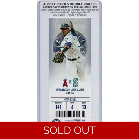 Albert Pujols 633rd DOUBLE PASSES ORTIZ 2018 Mariners Angels 7/4 Full Ticket